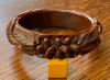 BB98 reddish brown leaf & berry carved bangle